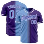 Custom Purple Light Blue White Fade Baseball Jersey - Authentic Fashion Sportswear Custom Purple Light Blue-White Authentic