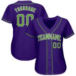 Custom Authentic Purple and Neon Green-White Baseball Jersey Custom Purple Neon Green-White Authentic Baseball Jersey - Image 2