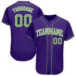 Custom Authentic Purple and Neon Green-White Baseball Jersey Custom Purple Neon Green-White Authentic Baseball Jersey