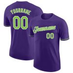 Custom Purple Neon Performance T-Shirt - Green and White Athletic Tee Custom Purple Neon Green-White Performance T-Shirt