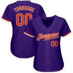 Custom Orange White Purple Authentic Baseball Jersey - Style 8942 Custom Purple Orange-White Authentic Baseball Jersey Style - Image 2