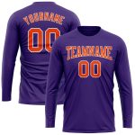 Custom Long Sleeve Performance T-Shirt - Purple White Orange Design Custom Purple Orange-White Long Sleeve Performance T-Shirt - Image 2