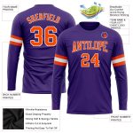 Custom Long Sleeve Performance T-Shirt - Purple White Orange Design Custom Purple Orange-White Long Sleeve Performance T-Shirt - Image 3