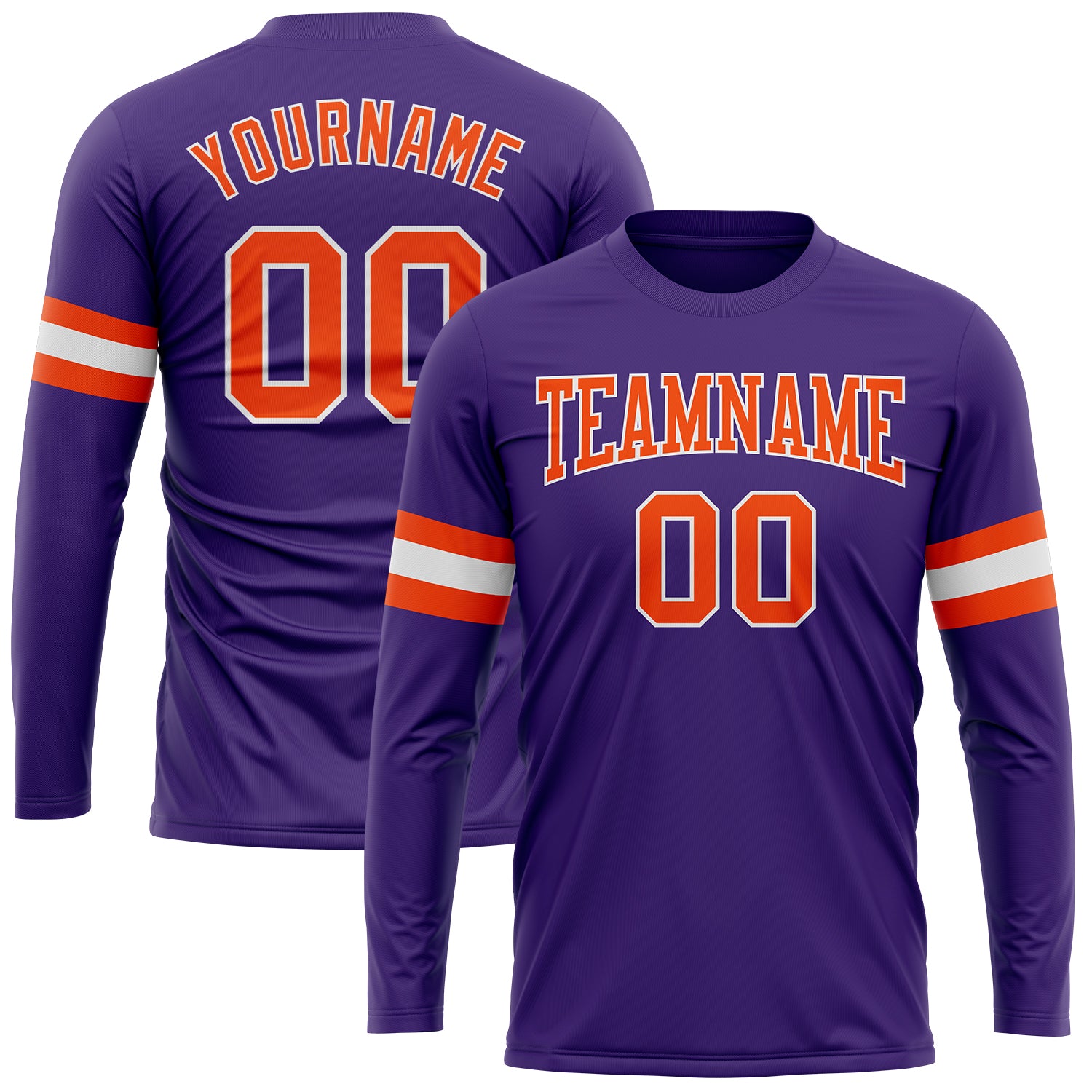 Custom Purple Orange-White Long Sleeve Performance T-Shirt Custom Long Sleeve Performance T-Shirt - Purple White Orange Design Custom Purple Orange-White Long Sleeve Performance T-Shirt - Image 1