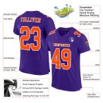 Custom Football Jersey - Authentic Purple Orange White Mesh Design Custom Purple Orange-White Mesh Authentic Football Jersey - Image 2
