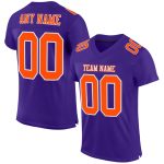 Custom Football Jersey - Authentic Purple Orange White Mesh Design Custom Purple Orange-White Mesh Authentic Football Jersey