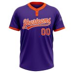 Custom Unisex Softball Jersey - Purple Orange White Two-Button Design Custom Purple Orange-White Two-Button Unisex Softball - Image 2