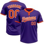 Custom Unisex Softball Jersey - Purple Orange White Two-Button Design Custom Purple Orange-White Two-Button Unisex Softball