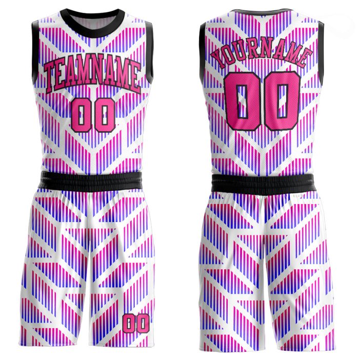 Custom Purple Pink Black Basketball Jersey Round Neck Sublimation Suit Custom Purple Pink-Black Round Neck Sublimation Basketball - Image 1
