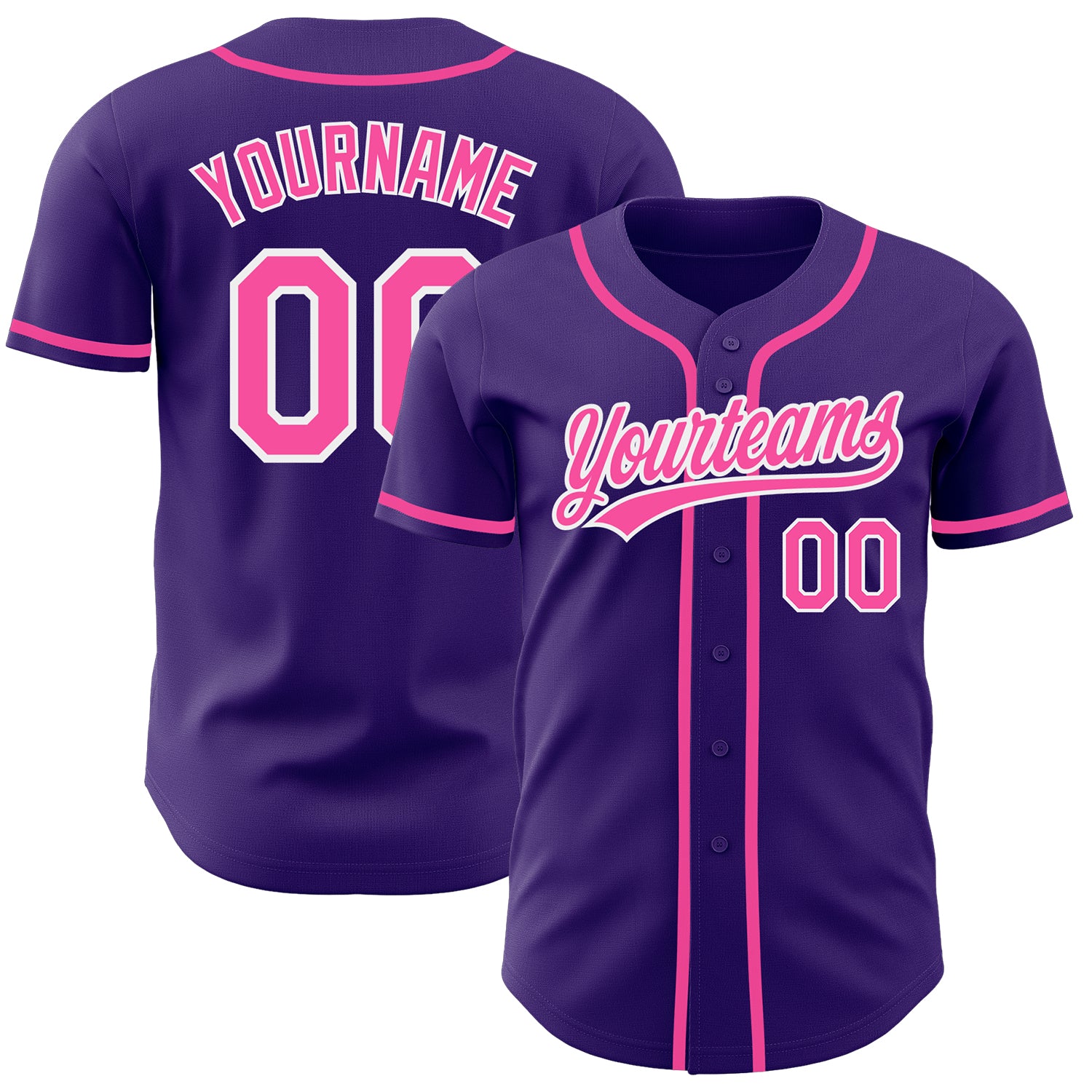 Custom Authentic Baseball Jersey Purple Pink White Style 4480 Custom Purple Pink-White Authentic Baseball Jersey Style 4480
