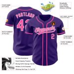 Custom Authentic Baseball Jersey Purple Pink White Style 4480 Custom Purple Pink-White Authentic Baseball Jersey Style 4480 - Image 3