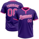 Custom Unisex Softball Jersey - Purple Pink-White Two-Button Design, Soft Fabric, Comfortable Fit Custom Purple Pink-White