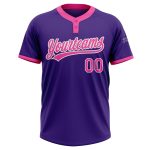 Custom Unisex Softball Jersey - Purple Pink-White Two-Button Design, Soft Fabric, Comfortable Fit Custom Purple Pink-White - Image 2