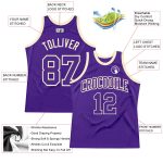 Custom Purple Cream Authentic Basketball Jersey - Throwback Style Custom Purple Purple-Cream Authentic Throwback Basketball - Image 2