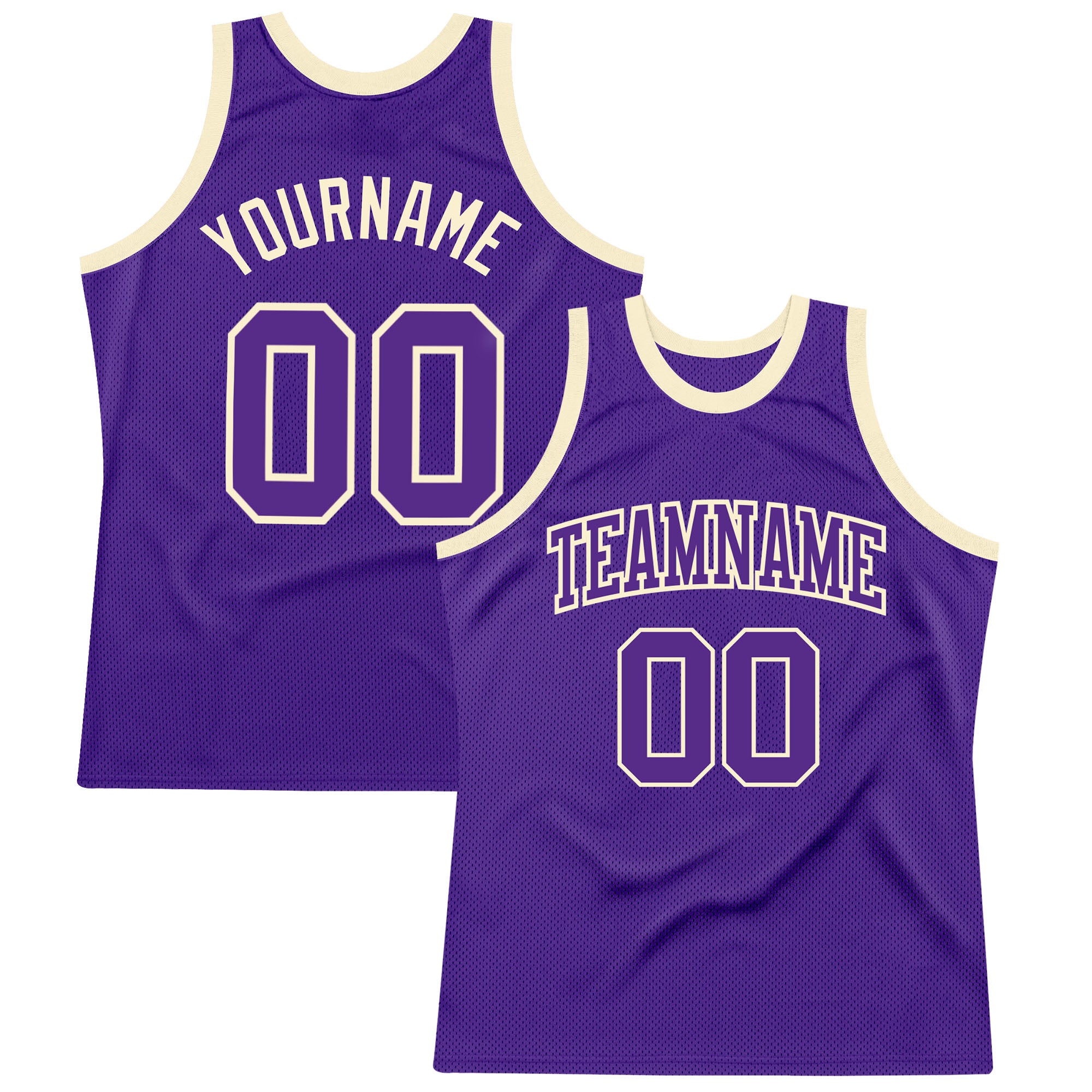 Custom Purple Purple-Cream Authentic Throwback Basketball Jersey Custom Purple Cream Authentic Basketball Jersey - Throwback Style Custom Purple Purple-Cream Authentic Throwback Basketball - Image 1