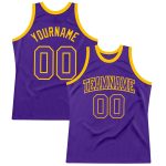 Custom Purple-Gold Basketball Jersey | Authentic Throwback Design Custom Purple Purple-Gold Authentic Throwback Basketball