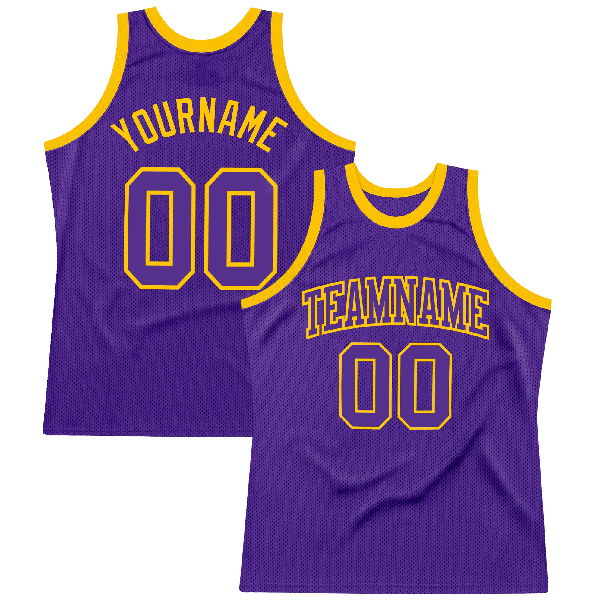 Custom Purple Purple-Gold Authentic Throwback Basketball Jersey Custom Purple-Gold Basketball Jersey | Authentic Throwback Design Custom Purple Purple-Gold Authentic Throwback Basketball - Image 1