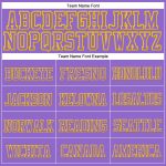 Custom Purple Gold Stitched Knit Hat Cuffed Beanie - Stylish Winter Accessory Custom Purple Purple-Gold Stitched Cuffed Knit - Image 2