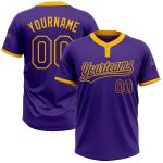 Custom Purple Gold Unisex Softball Jersey - Two-Button Design, Comfortable Fit Custom Purple Purple-Gold Two-Button Unisex