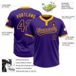 Custom Purple Gold Unisex Softball Jersey - Two-Button Design, Comfortable Fit Custom Purple Purple-Gold Two-Button Unisex - Image 3