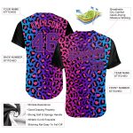 Custom Purple-Pink 3D Leopard Baseball Jersey - Authentic Design for Sports Fans Custom Purple Purple-Pink 3D Pattern Design - Image 3