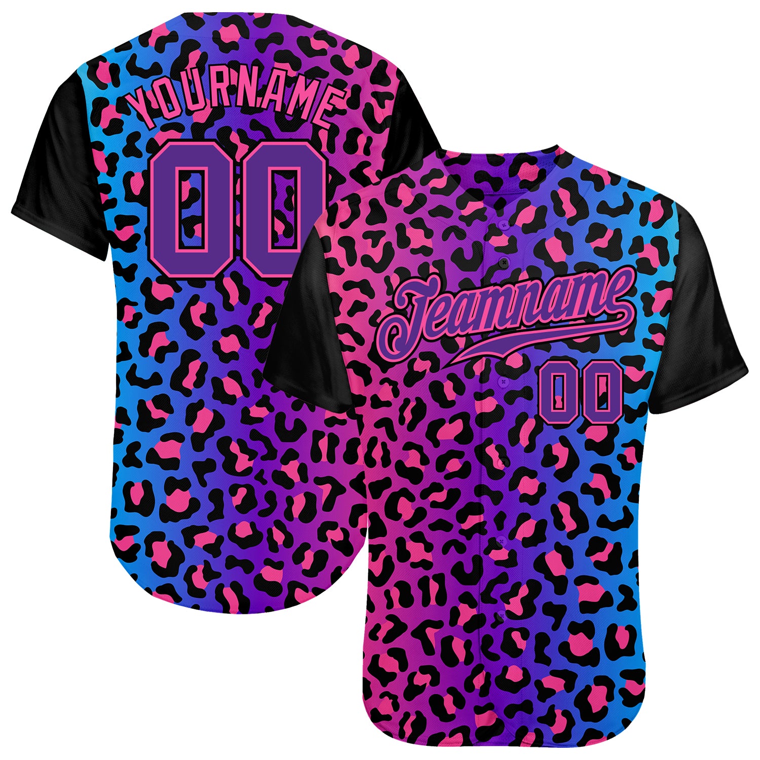 Custom Purple-Pink 3D Leopard Baseball Jersey - Authentic Design for Sports Fans Custom Purple Purple-Pink 3D Pattern Design