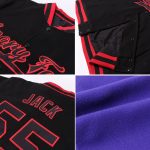 Custom Purple Red White Varsity Letterman Jacket Bomber Full-Snap Style Custom Purple Red-White Bomber Full-Snap Varsity - Image 2