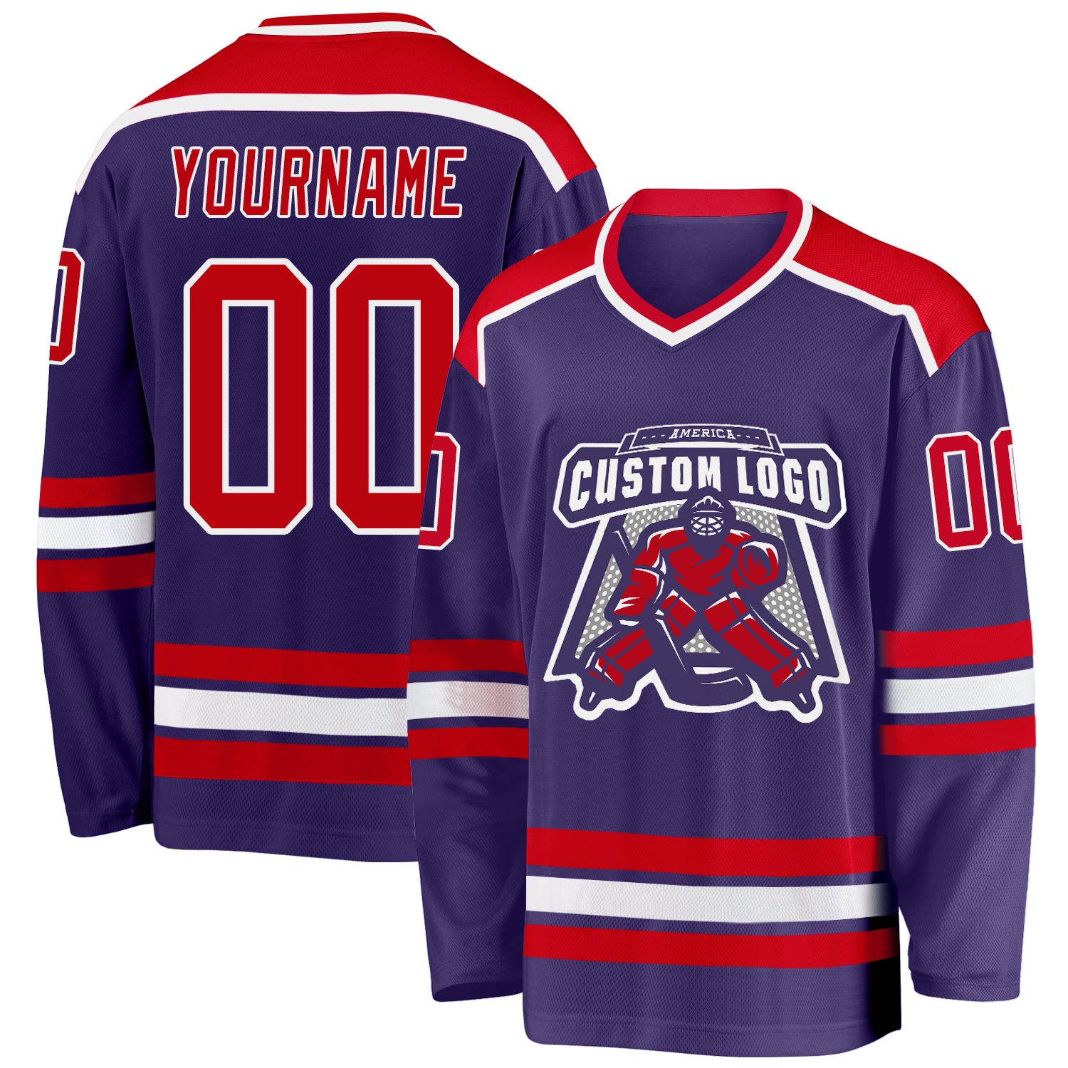 Custom Red and White Purple Hockey Jersey for Men and Women Custom Purple Red-White Hockey Jersey