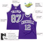 Authentic Throwback Basketball Jersey - Custom Purple Silver Gray White Design Custom Purple Silver Gray-White Authentic - Image 2