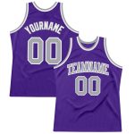 Authentic Throwback Basketball Jersey - Custom Purple Silver Gray White Design Custom Purple Silver Gray-White Authentic