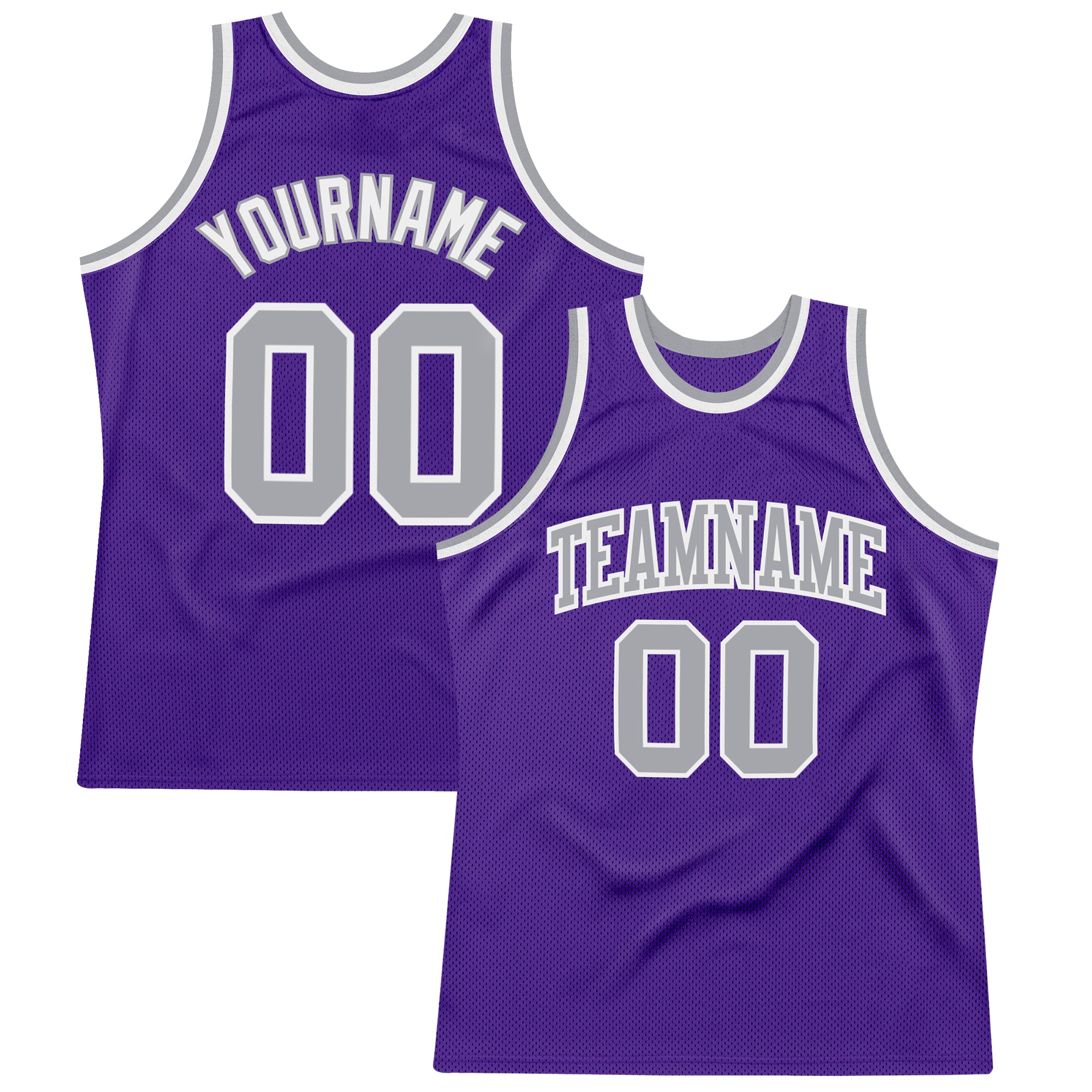 Authentic Throwback Basketball Jersey - Custom Purple Silver Gray White Design Custom Purple Silver Gray-White Authentic