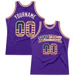 Custom Purple Vintage USA Flag Basketball Jersey - Cream Authentic Throwback Design Custom Purple Vintage USA Flag-Cream