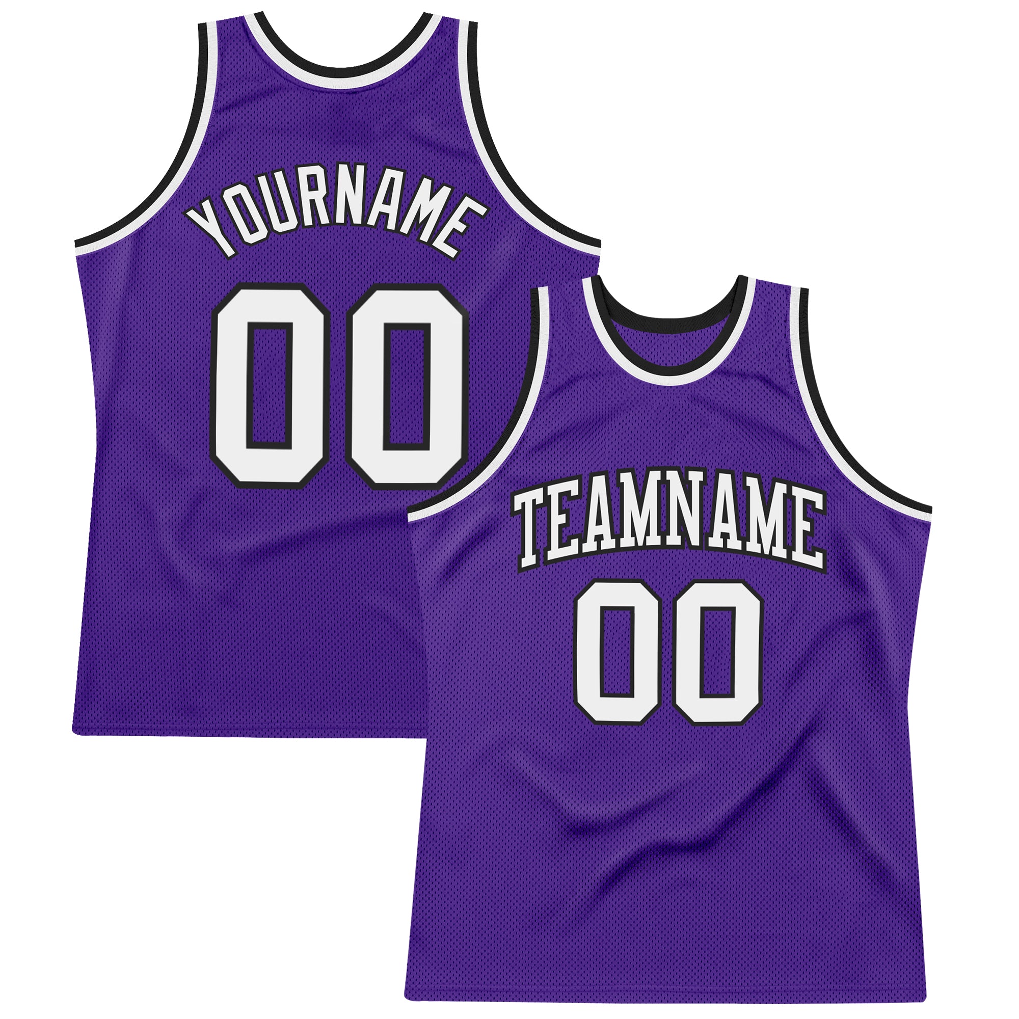 Custom Authentic Throwback Basketball Jersey - Purple White Black Design Custom Purple White-Black Authentic Throwback Basketball