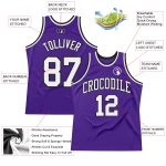 Custom Authentic Throwback Basketball Jersey - Purple White Black Design Custom Purple White-Black Authentic Throwback Basketball - Image 2