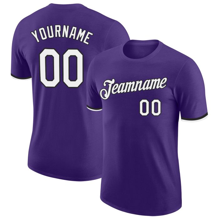 Custom Performance T-Shirt in Purple, White, and Black - Athletic Wear for Men and Women Custom Purple White-Black Performance - Image 1