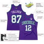 Authentic Basketball Jersey Custom Purple White Black Teal Throwback Design Custom Purple White Black-Teal Authentic Throwback - Image 2