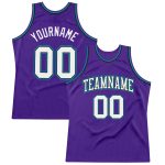 Authentic Basketball Jersey Custom Purple White Black Teal Throwback Design Custom Purple White Black-Teal Authentic Throwback