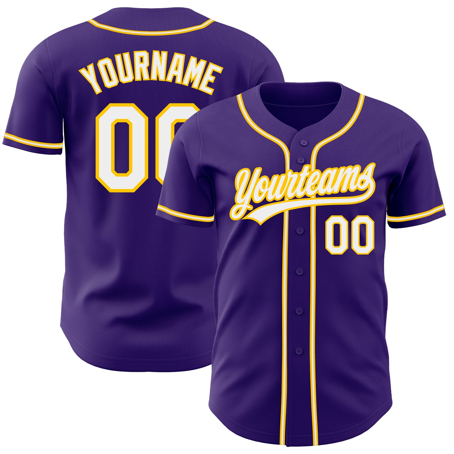 Custom Authentic Baseball Jersey - Purple White Gold Design Custom Purple White-Gold Authentic Baseball Jersey