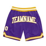 Custom Basketball Shorts - Authentic Throwback Design in Purple and White Gold Custom Purple White-Gold Authentic Throwback