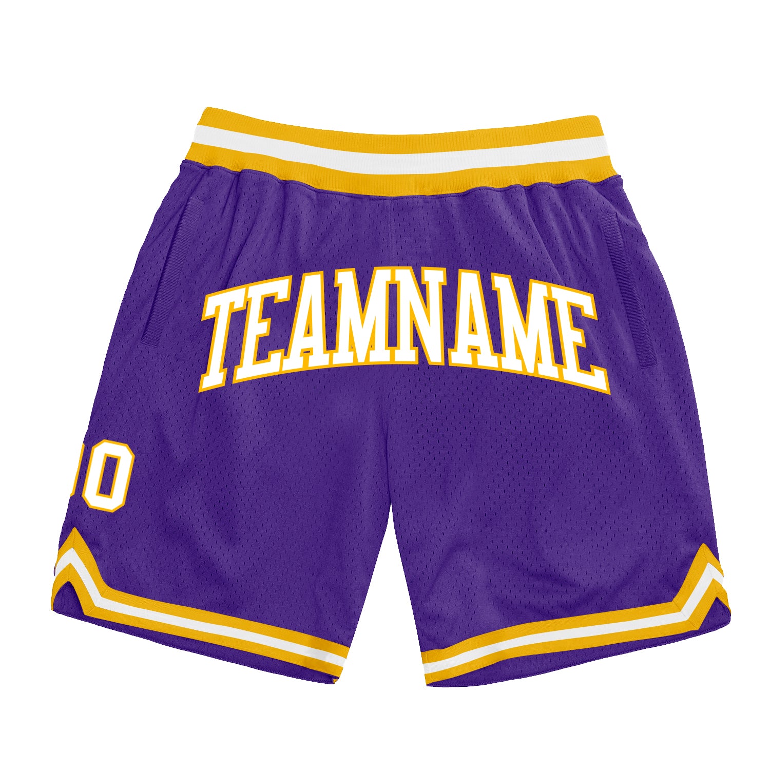 Custom Basketball Shorts - Authentic Throwback Design in Purple and White Gold Custom Purple White-Gold Authentic Throwback