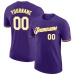Custom Performance T-Shirt in Purple and White Gold - Style 7110 for Men and Women Custom Purple White-Gold Performance T-Shirt