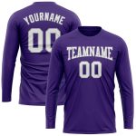 Custom Long Sleeve Performance T-Shirt in Purple White-Grey for Men and Women Custom Purple White-Gray Long Sleeve Performance - Image 2
