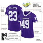 Custom Purple White Gray Authentic Throwback Football Jersey Mesh Design Custom Purple White-Gray Mesh Authentic Throwback - Image 2