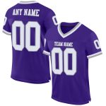 Custom Purple White Gray Authentic Throwback Football Jersey Mesh Design Custom Purple White-Gray Mesh Authentic Throwback