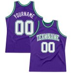 Purple White Kelly Green Custom Authentic Basketball Jersey - Throwback Style Custom Purple White-Kelly Green Authentic Throwback