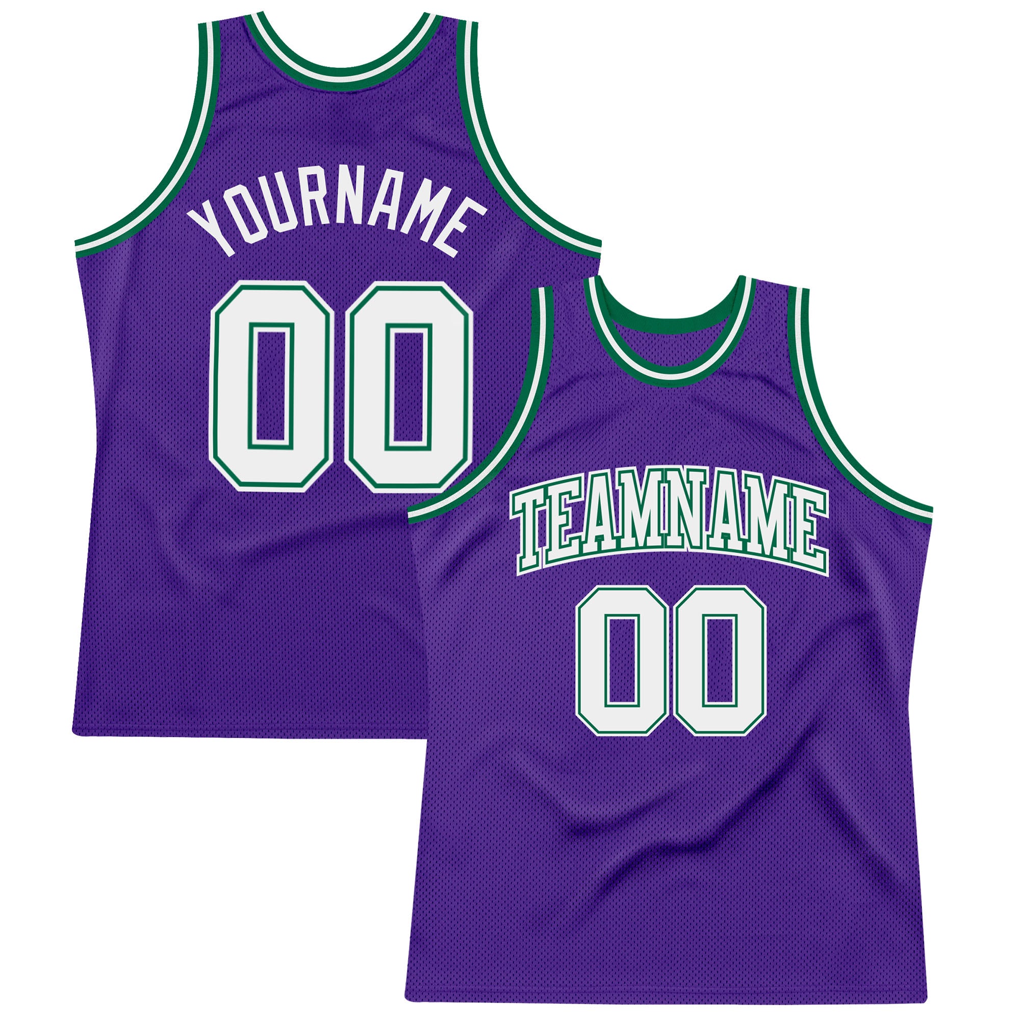 Purple White Kelly Green Custom Authentic Basketball Jersey - Throwback Style Custom Purple White-Kelly Green Authentic Throwback