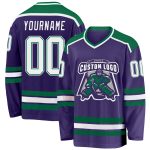 Custom Purple White Kelly Green Hockey Jersey for Men and Women, Personalized Team Apparel Custom Purple White-Kelly Green