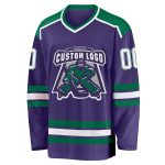Custom Purple White Kelly Green Hockey Jersey for Men and Women, Personalized Team Apparel Custom Purple White-Kelly Green - Image 2