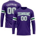 Custom Performance T-Shirt in Purple and White with Kelly Green - Long Sleeve Sportswear Custom Purple White-Kelly Green