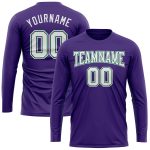 Custom Performance T-Shirt in Purple and White with Kelly Green - Long Sleeve Sportswear Custom Purple White-Kelly Green - Image 2